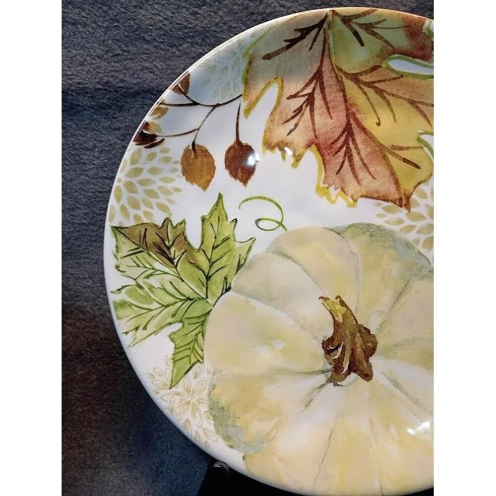Set/2 Robert Stanley Harvest Pumpkin Salad Dessert Plates Fall Thanksgiving 1C